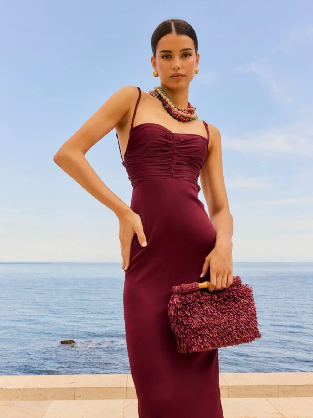 Lady Pipa Tamariu Dress Burgundy Size M